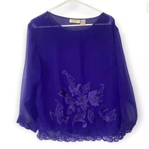 Vintage Gold Label Victoria Secret Purple Lace Pajama Long Sleeve S